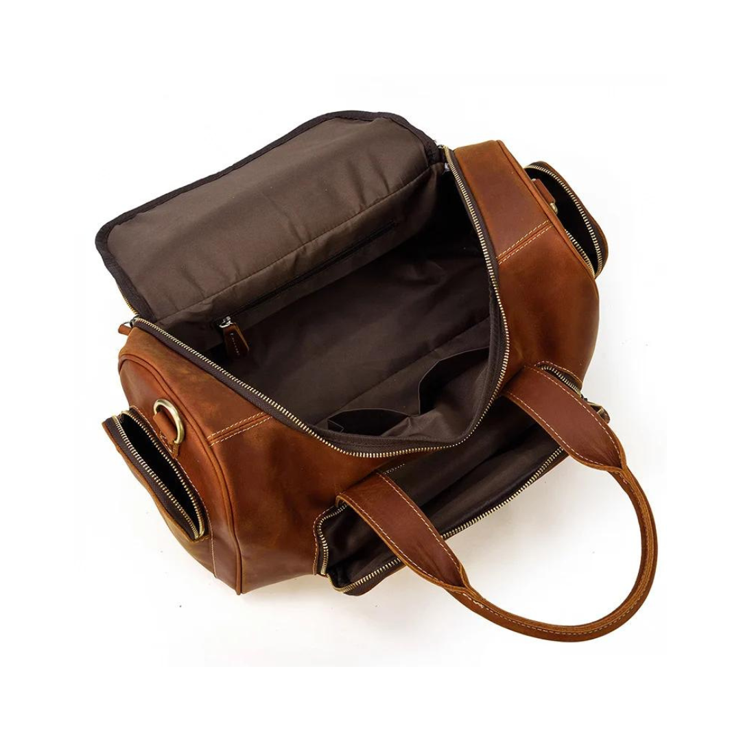 Handmade Genuine Leather Duffel Bag, Travel Bag, Weekender Bag