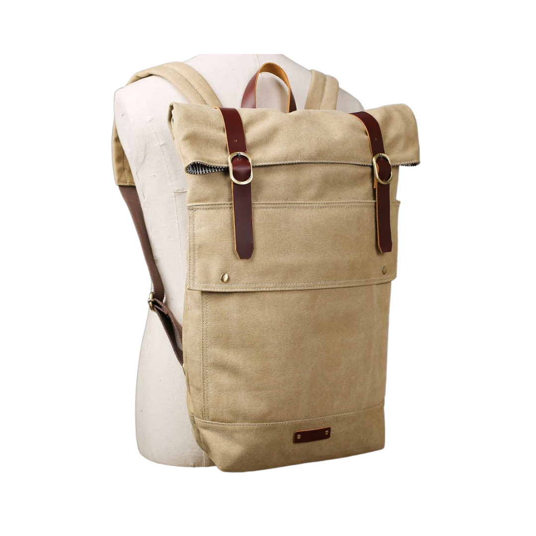 Handmade Minimalist Canvas Leather Backpack