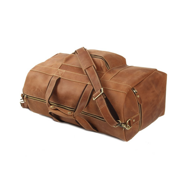 Handmade Retro Genuine Leather Travel Bag - Vintage Brown