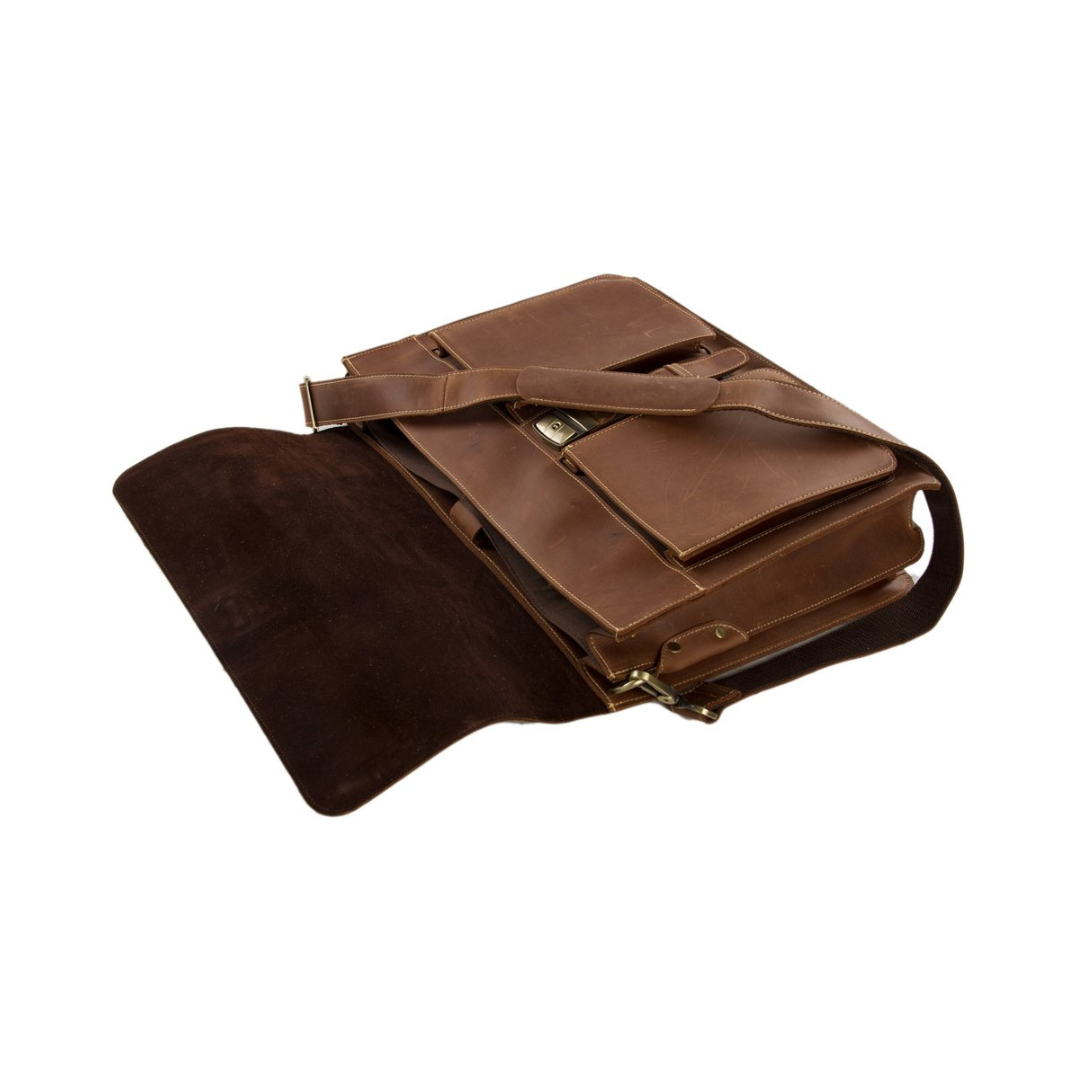 Handmade Italian Full Grain Vintage Brown Leather Briefcase Men Messenger Bag Laptop Bag