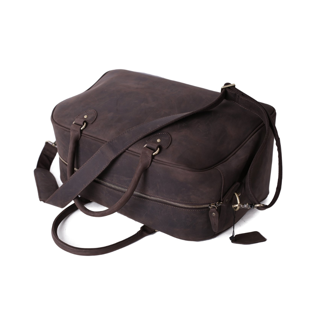 Vintage Top Grain Leather Travel Bag Duffle Bag Holdall