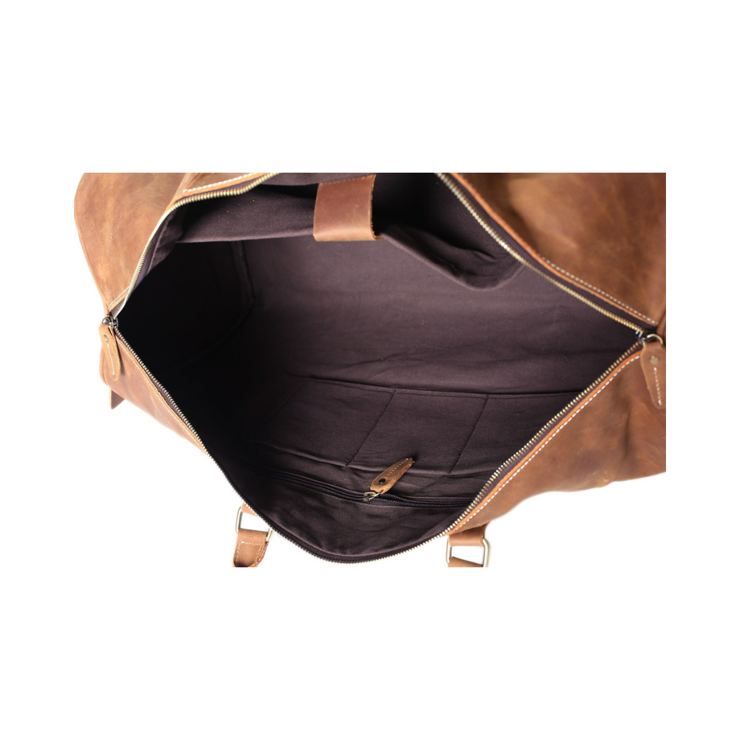 Handmade Extra Large Vintage Full Grain Leather Travel Bag, Duffle Bag, Holdall Luggage Bag