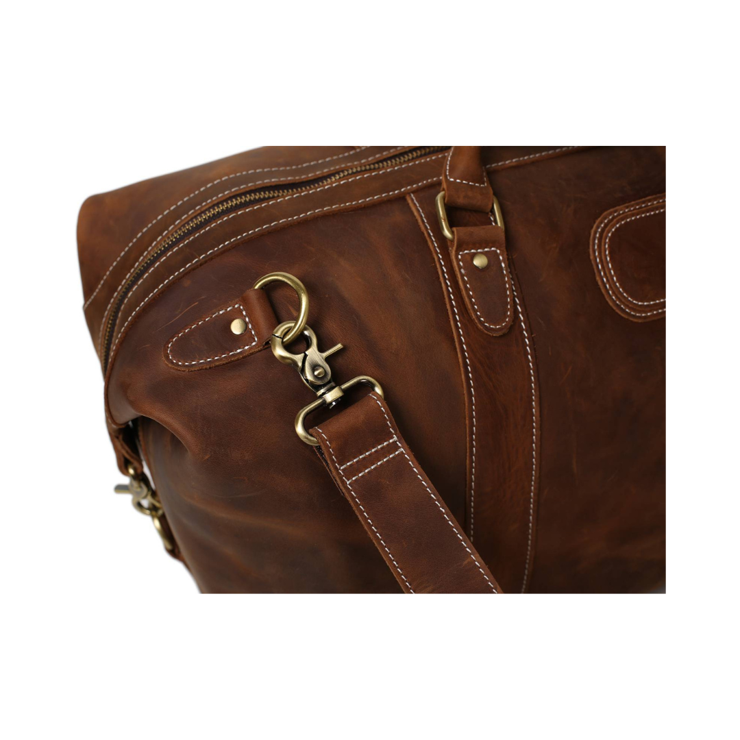 Handmade Vintage Full Grain Calfskin Leather Travel Bag, Duffle Bag