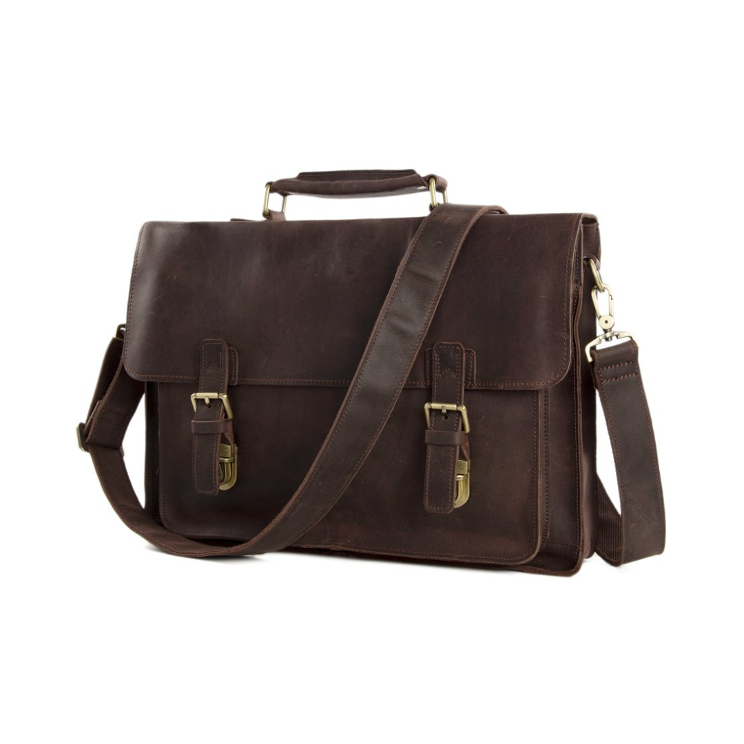 Handmade Vintage Genuine Leather Briefcase Messenger Bag Laptop Bag Men's Handbag