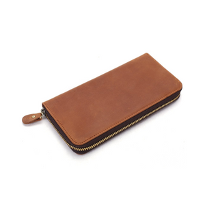 Handmade Custom Genuine Leather Wallet With Zipper Men Long Wallet Money Purse Card Holders B-200