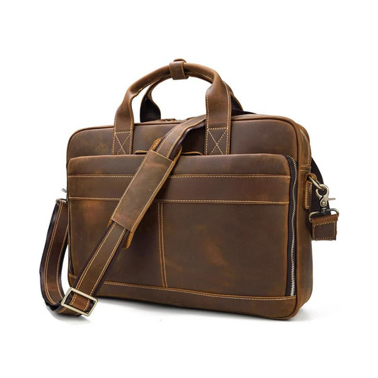 Handmade Vintage Leather Mens Briefcase, Laptop Bag, Messenger Bag
