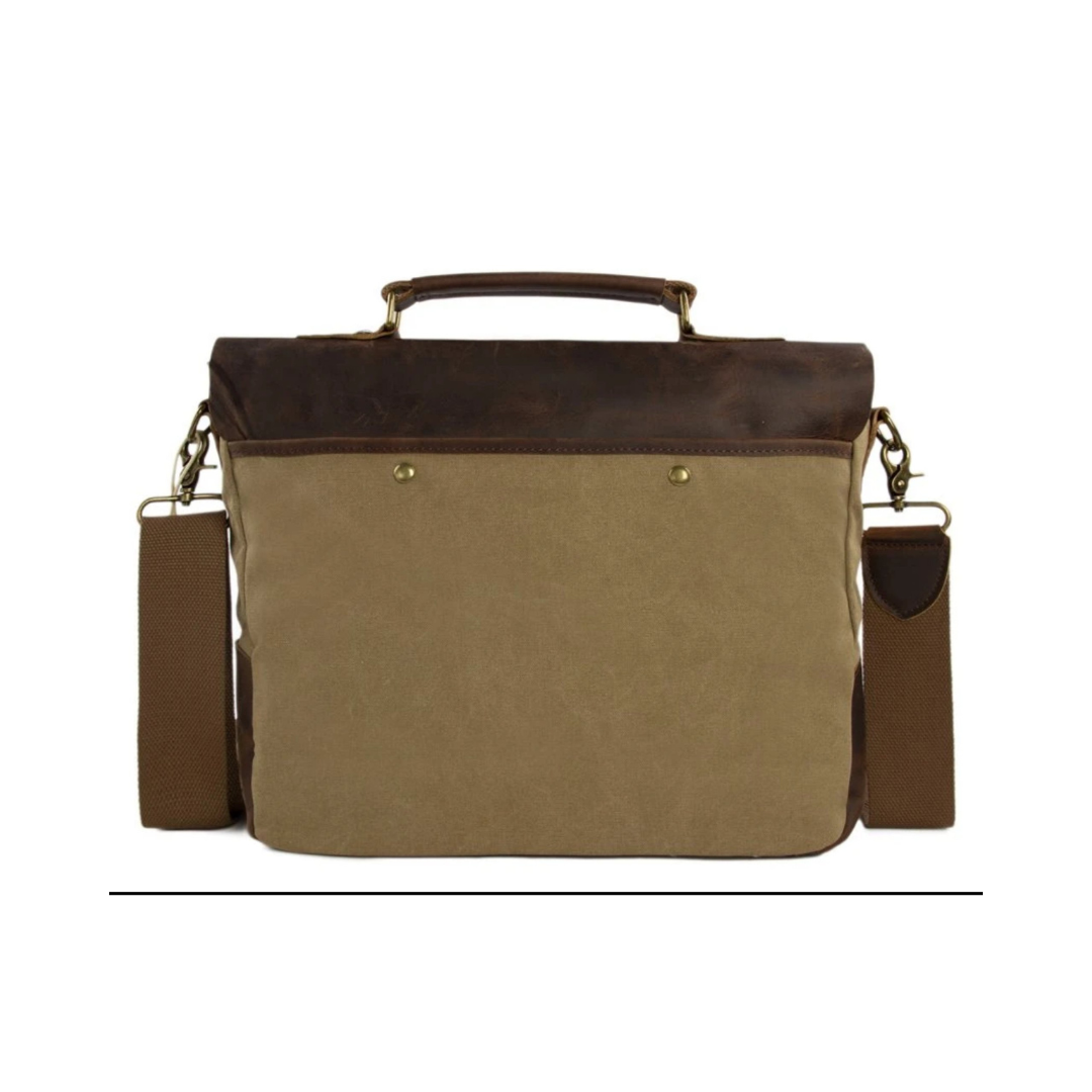 Handmade Canvas Leather Bag Briefcase Messenger Bag Shoulder Bag Laptop Bag