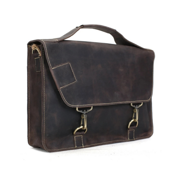 Vintage Style Genuine Leather Briefcase Men's Messenger Bag Laptop Bag Business Handbag