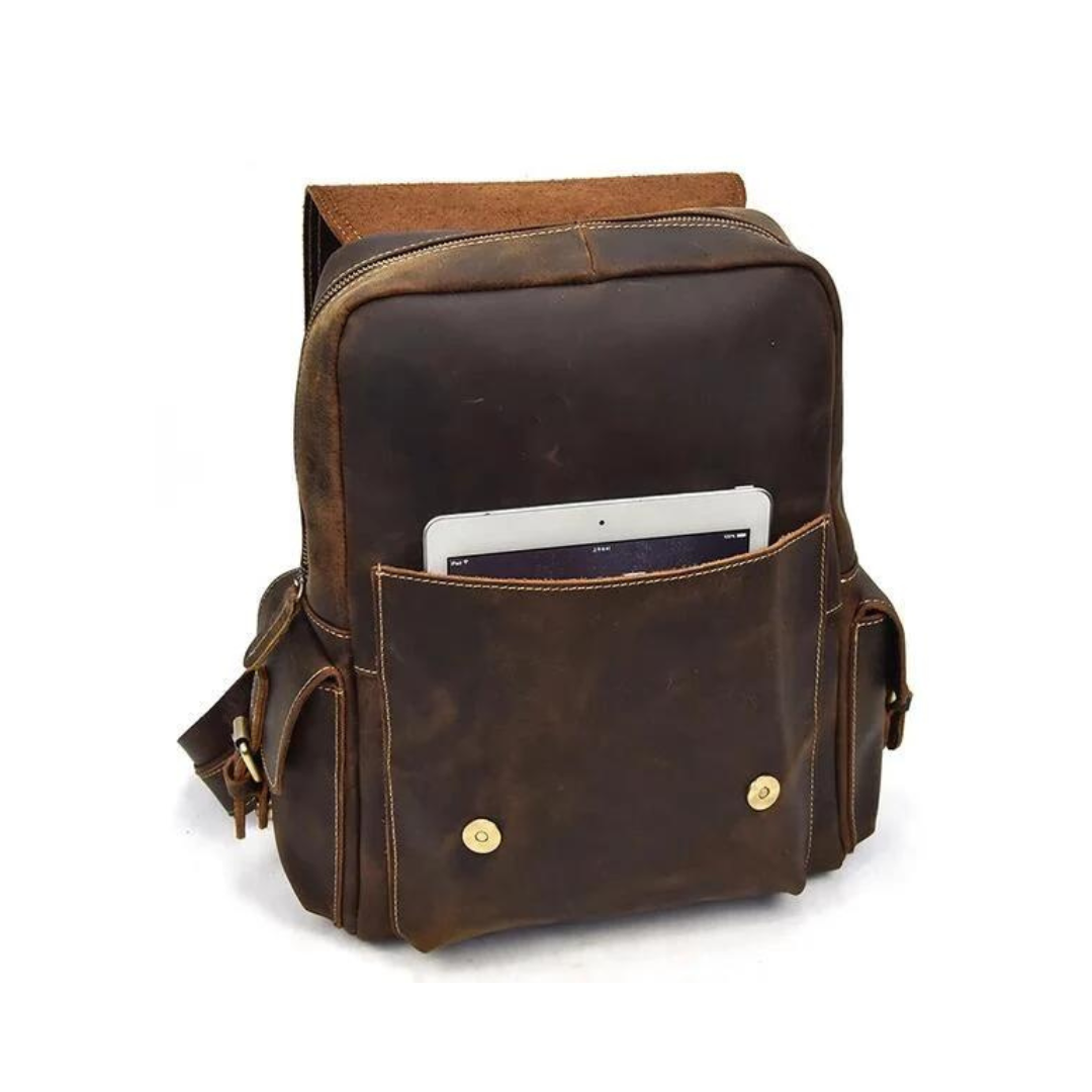 Vintage Leather Backpack, Travel Backpack, Men Rucksack
