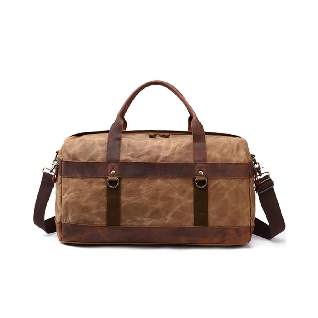 Waxed Canvas Leather Holdall Duffel Travel Bag