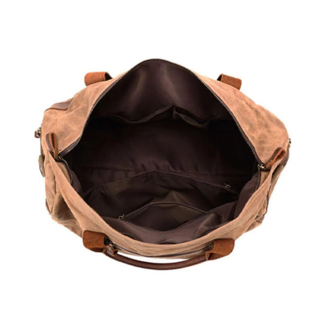 Waxed Canvas Leather Holdall Duffel Travel Bag