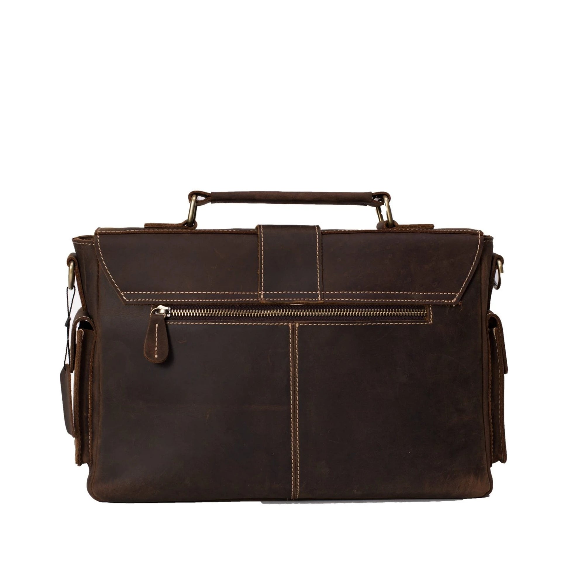 Handmade Genuine Leather Compact Satchel Briefcase - Blue Sebe Handmade Leather Bags