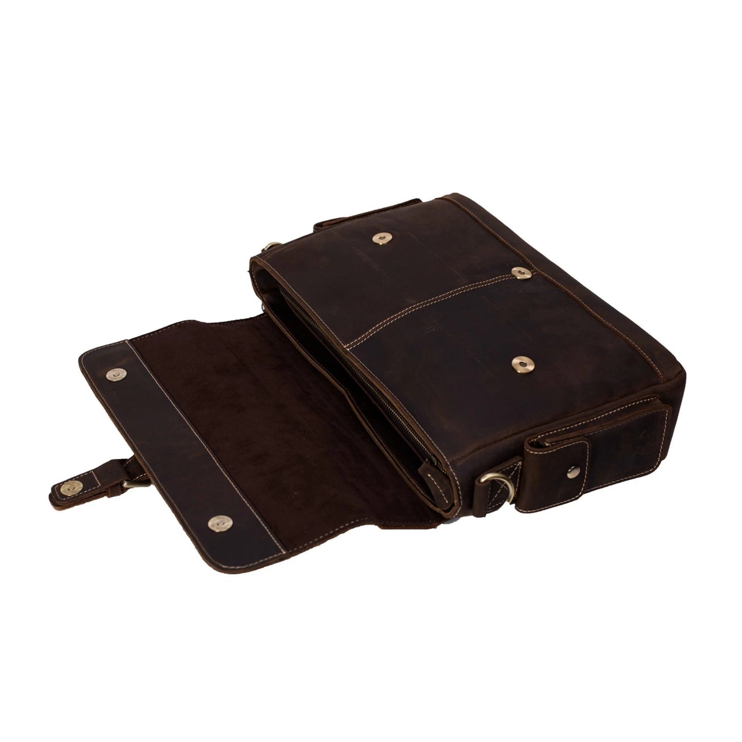 Handmade Genuine Leather Compact Satchel Briefcase - Blue Sebe Handmade Leather Bags