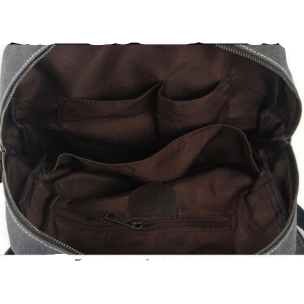 Waxed Canvas  School Backpack Top Handle Handbag - Blue Sebe Handmade Leather Bags