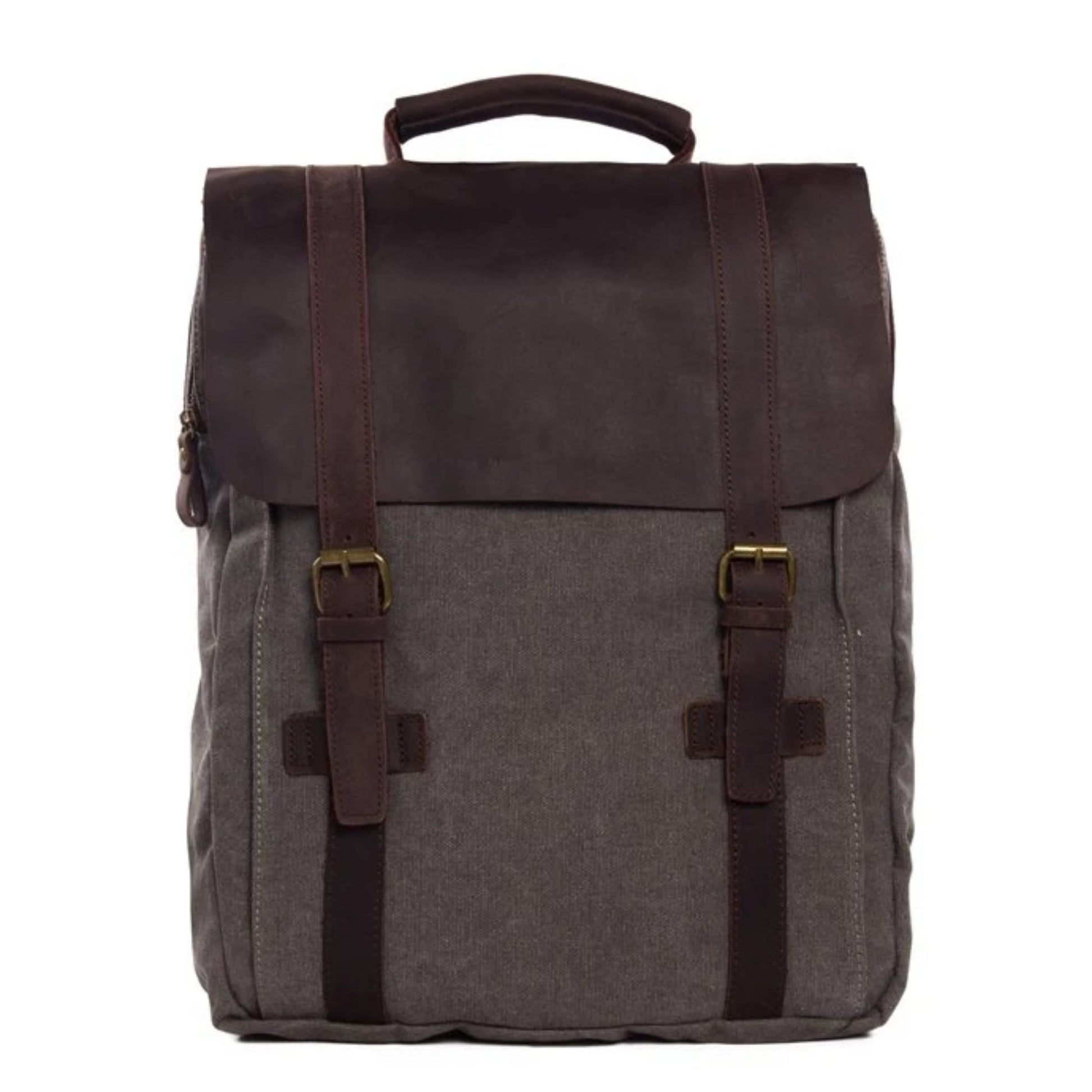 blue and brown leather backpack Waxed Canvas and Leather Double strap Backpack