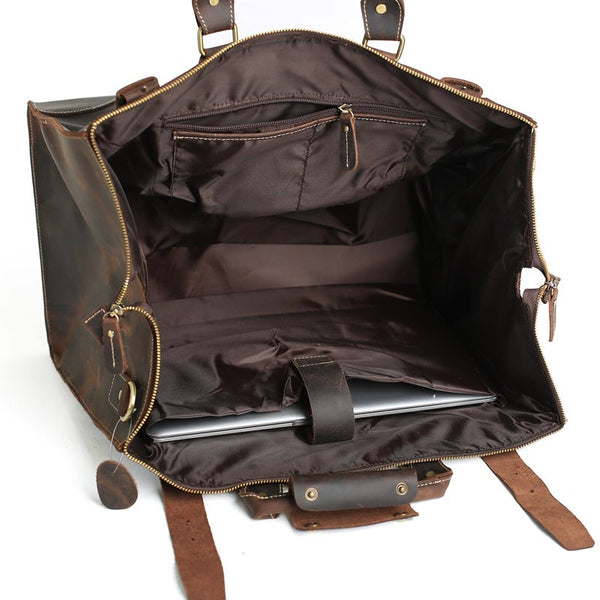 Extra Large Vintage Genuine Leather Duffel Bag, Travel Bag, Handbag