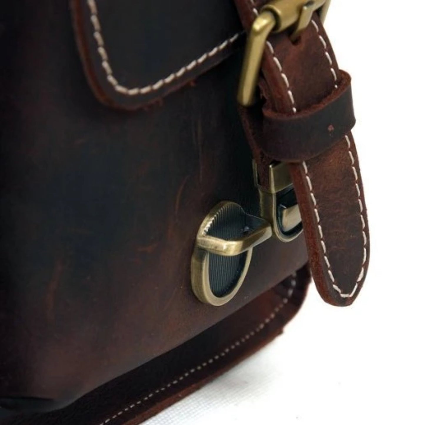 Handmade Full Grain Leather Camera Satchel - Blue Sebe Handmade Leather Bags