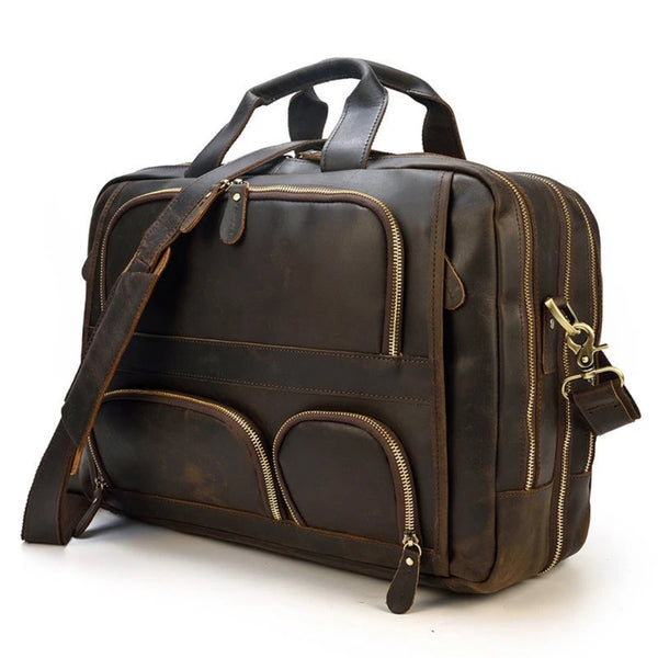 Handmade Full Grain Leather professional Briefcase - Blue Sebe Handmade Leather Bags