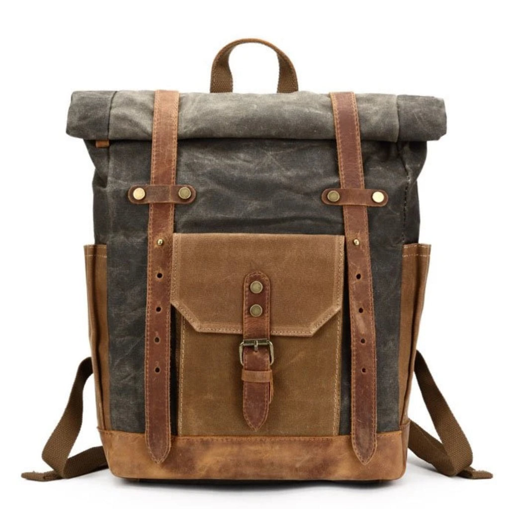 Waxed Canvas with Leather Trim Expandable Backpack | Blue Sebe Handmade ...