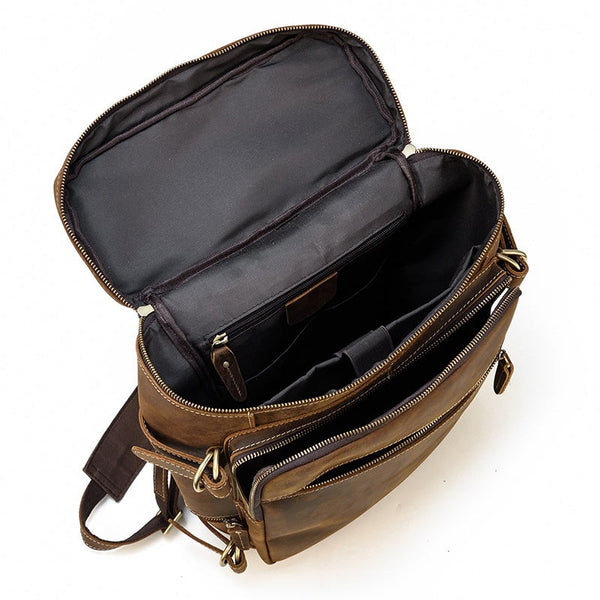 Handmade Vintage Leather Hiking Backpack - Blue Sebe Handmade Leather Bags