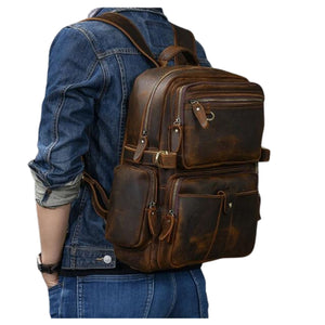 Crazy Horse Leather Backpack - Blue Sebe Handmade Leather Bags