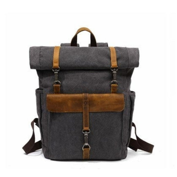 Handmade Canvas & Leather Backpack - Blue Sebe Handmade Leather Bags
