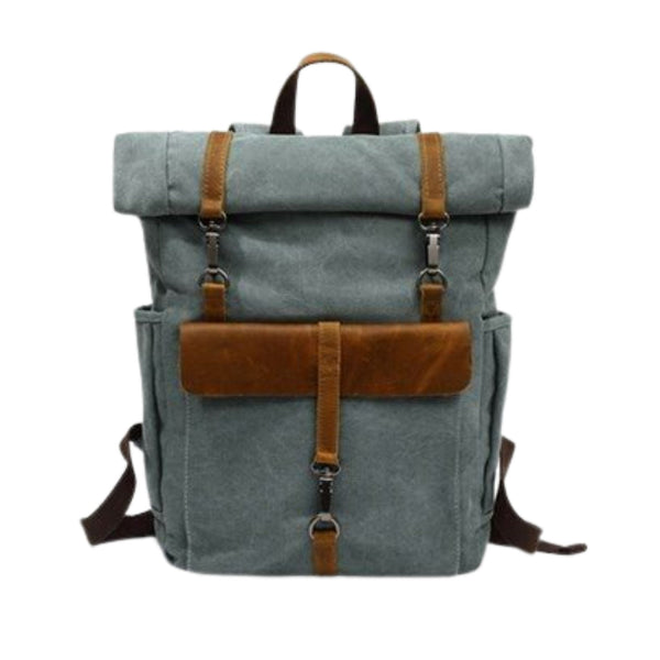 Handmade Canvas & Leather Backpack - Blue Sebe Handmade Leather Bags