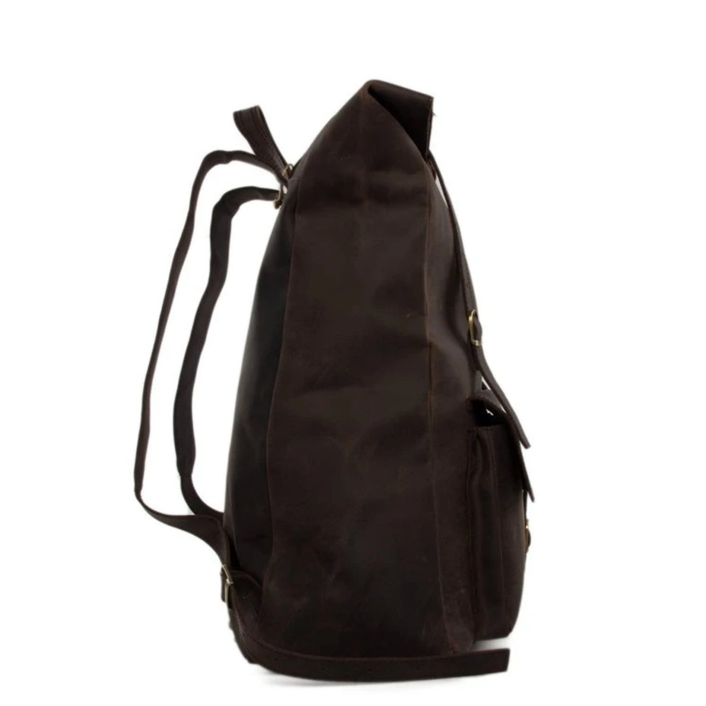 Handmade Genuine Leather Travel Backpack | Dark Brown - Blue Sebe Handmade Leather Bags
