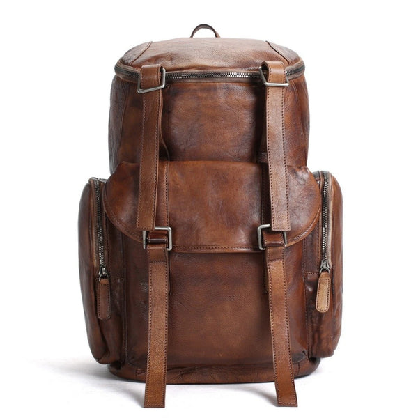 Handmade Vintage Leather Oversized Travel Backpack - Blue Sebe Handmade Leather Bags