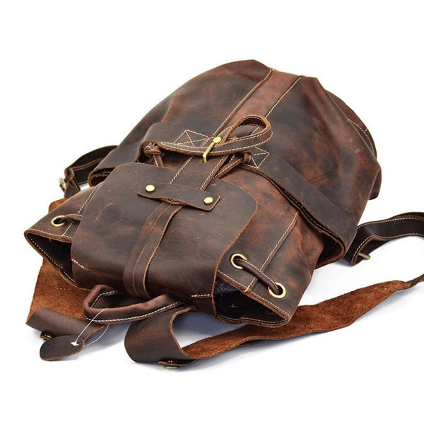 Vintage Handmade Leather Laptop Backpack - Blue Sebe Handmade Leather Bags