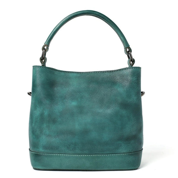 Handmade Full Grain Leather Chic Tote Handbag - Blue Sebe Handmade Leather Bags