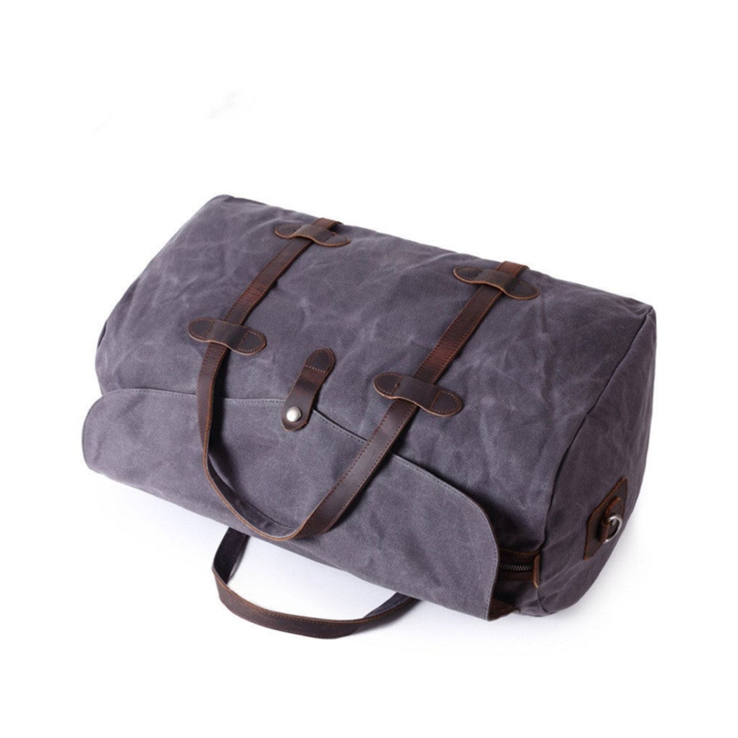 Waxed Canvas Duffle Travel Bag - Blue Sebe Handmade Leather Bags