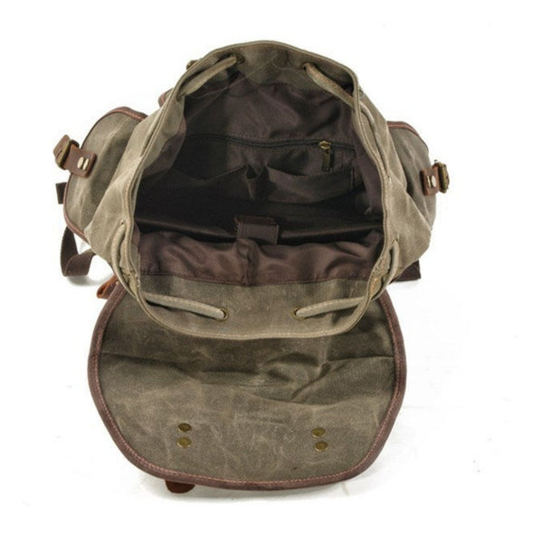 Waxed Canvas Hiking Backpack - Blue Sebe Handmade Leather Bags