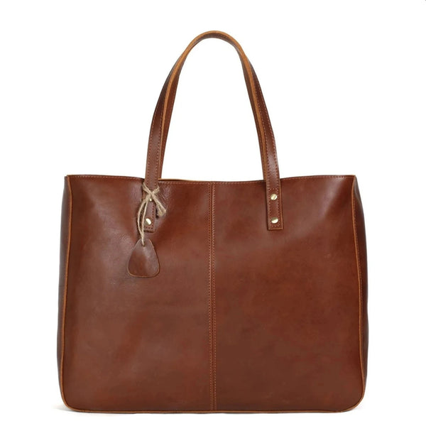 Handmade Full Grain Leather Tote Handbag - Simple 2 - Blue Sebe Handmade Leather Bags